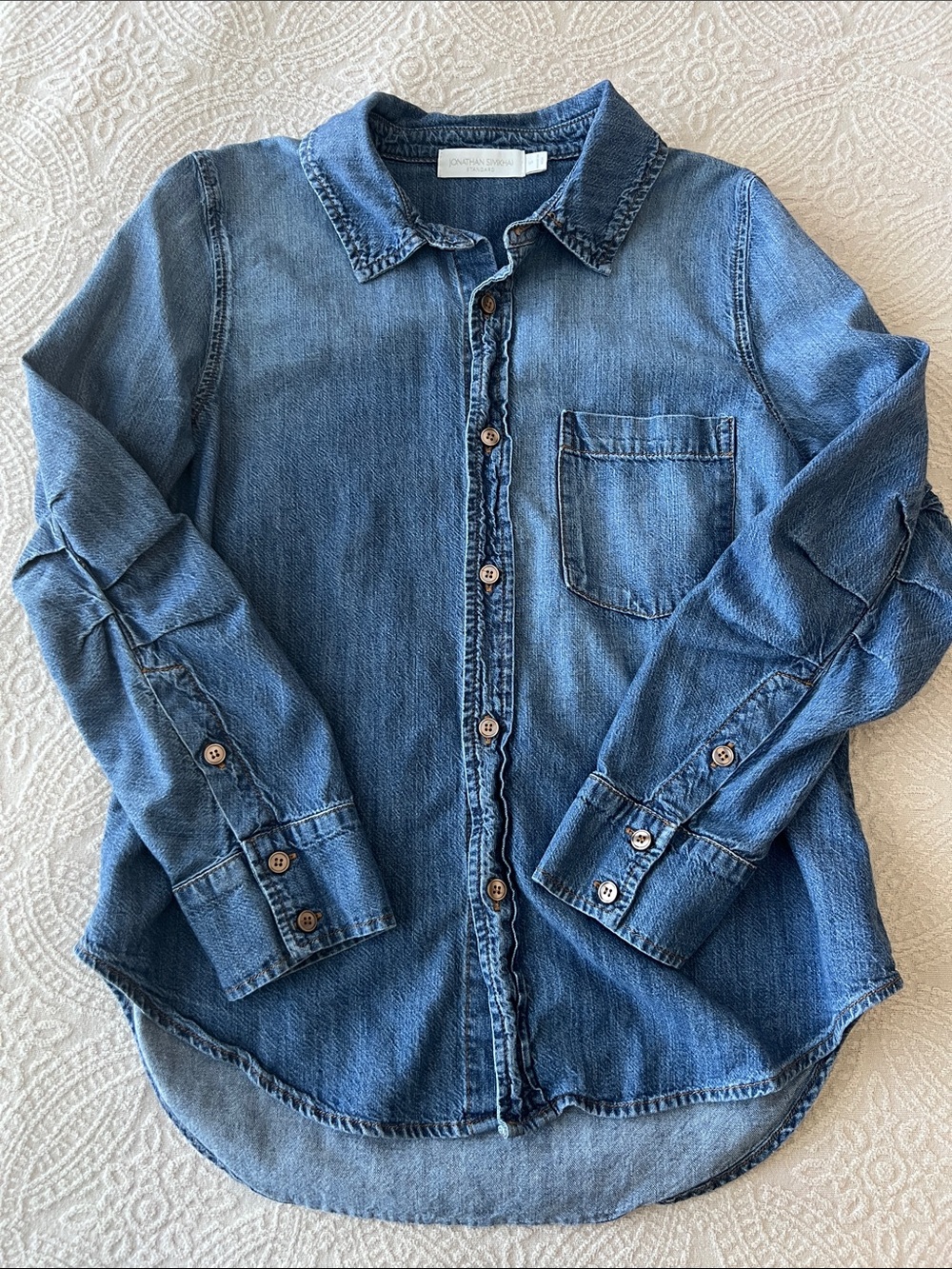 Jonathan Simkhai Classic Denim Shirt in Medium Blue